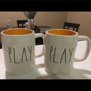 Rae Dunn “PLAY“ Mug Set Of 2!  In The Color Orange